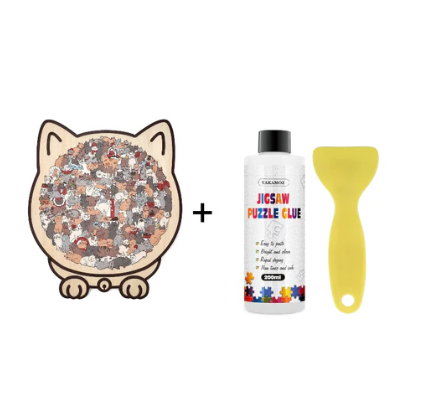 🐱135dielne drevené puzzle v tvare mačky vo farbách Morandiho🎁