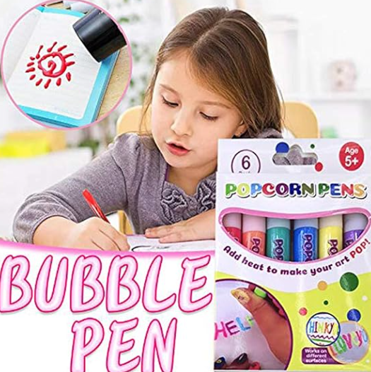 🖊️ Kúzelné pero – 3D kreslenie jediným ťahom! Kresliace perá na popcorn s bublinkami ✨
