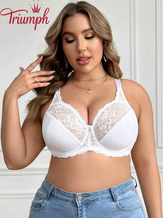 Triumph - (3 kusy) Sexy podprsenka pre väčšie veľkosti s čipkou