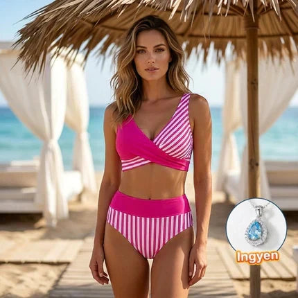 🔥 S-3XL 👙 Dvodelne kopalke z barvnimi bloki in črtami 🌊🏖️
