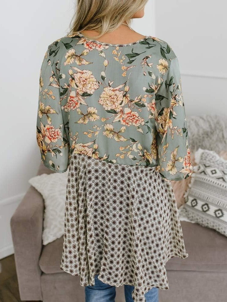 🌸Dámske kvetinové kimono s volánkovými rukávmi a viazaním – vzdušné voľné prikrývky v štýle boho