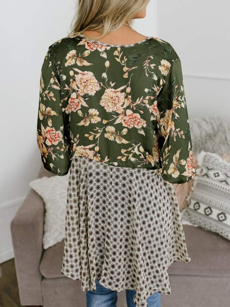 🌸Dámske kvetinové kimono s volánkovými rukávmi a viazaním – vzdušné voľné prikrývky v štýle boho