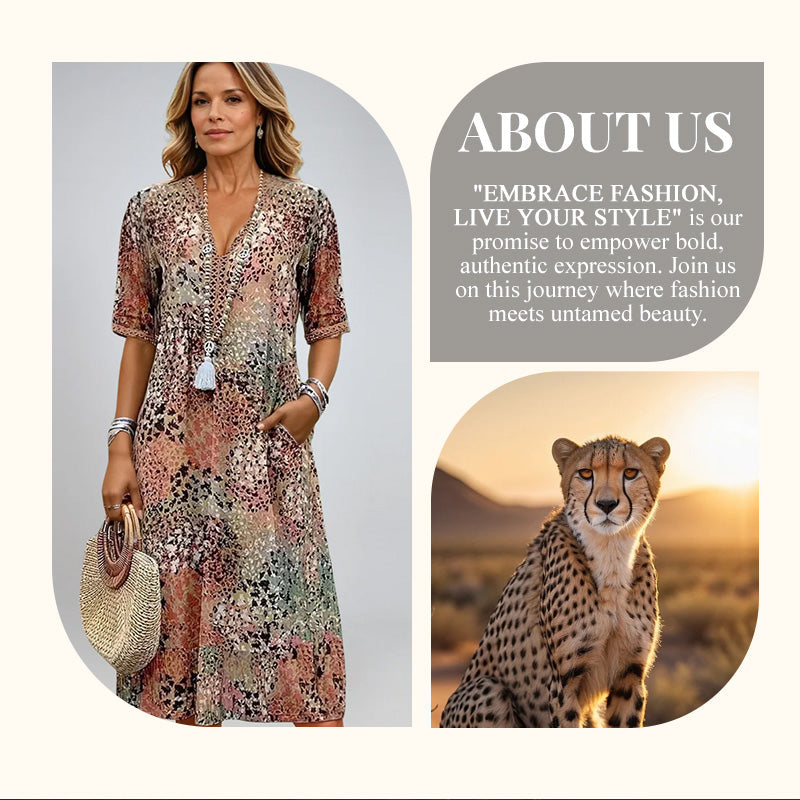 💥Výpredaj 2026 – 50 % ZĽAVA🤩 Šaty Safari Chic s leopardím vzorom