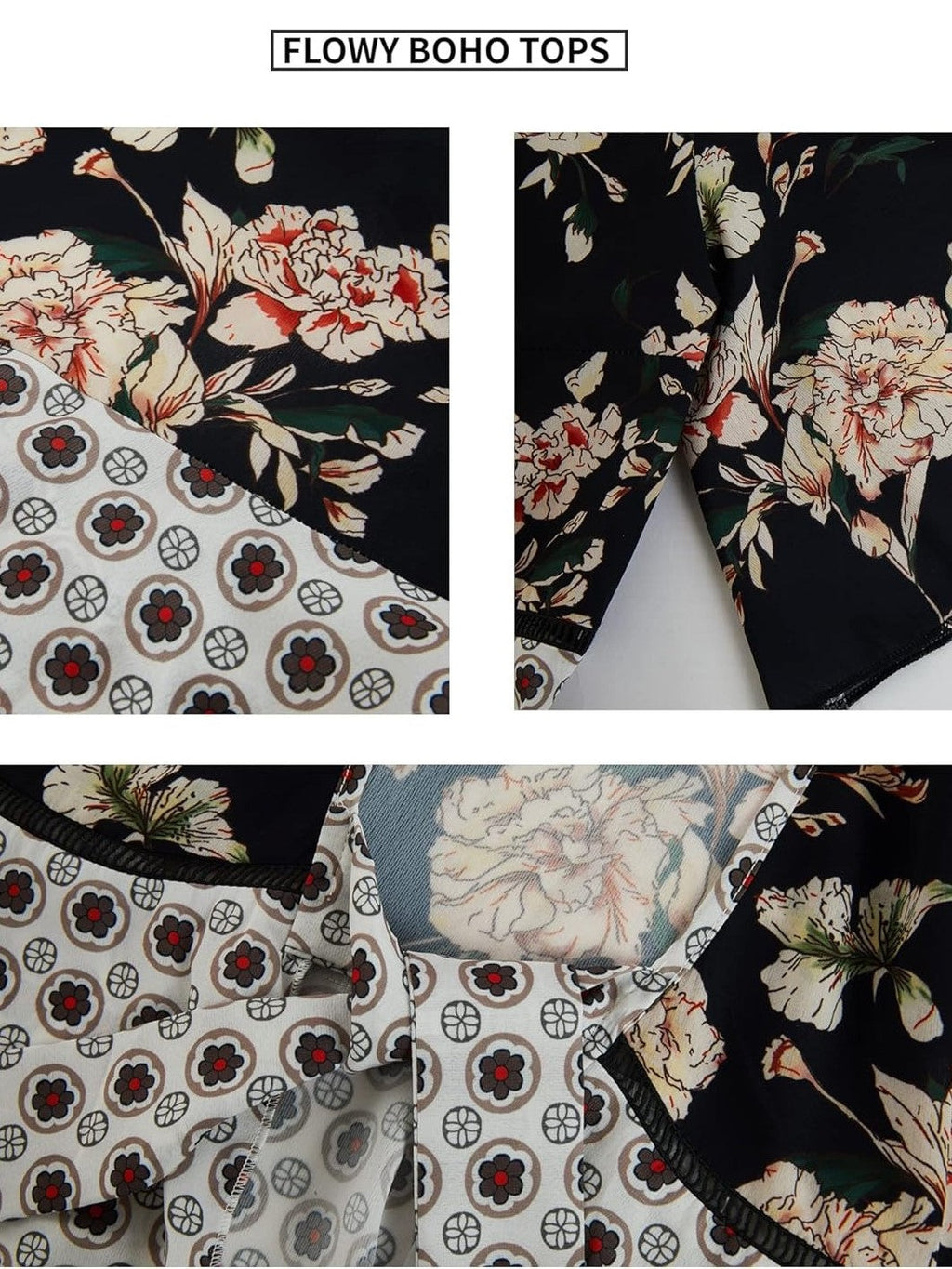 🌸Dámske kvetinové kimono s volánkovými rukávmi a viazaním – vzdušné voľné prikrývky v štýle boho