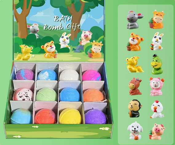 🛁12 dielna darčeková sada kúpeľových solí（vstavaná hračka）