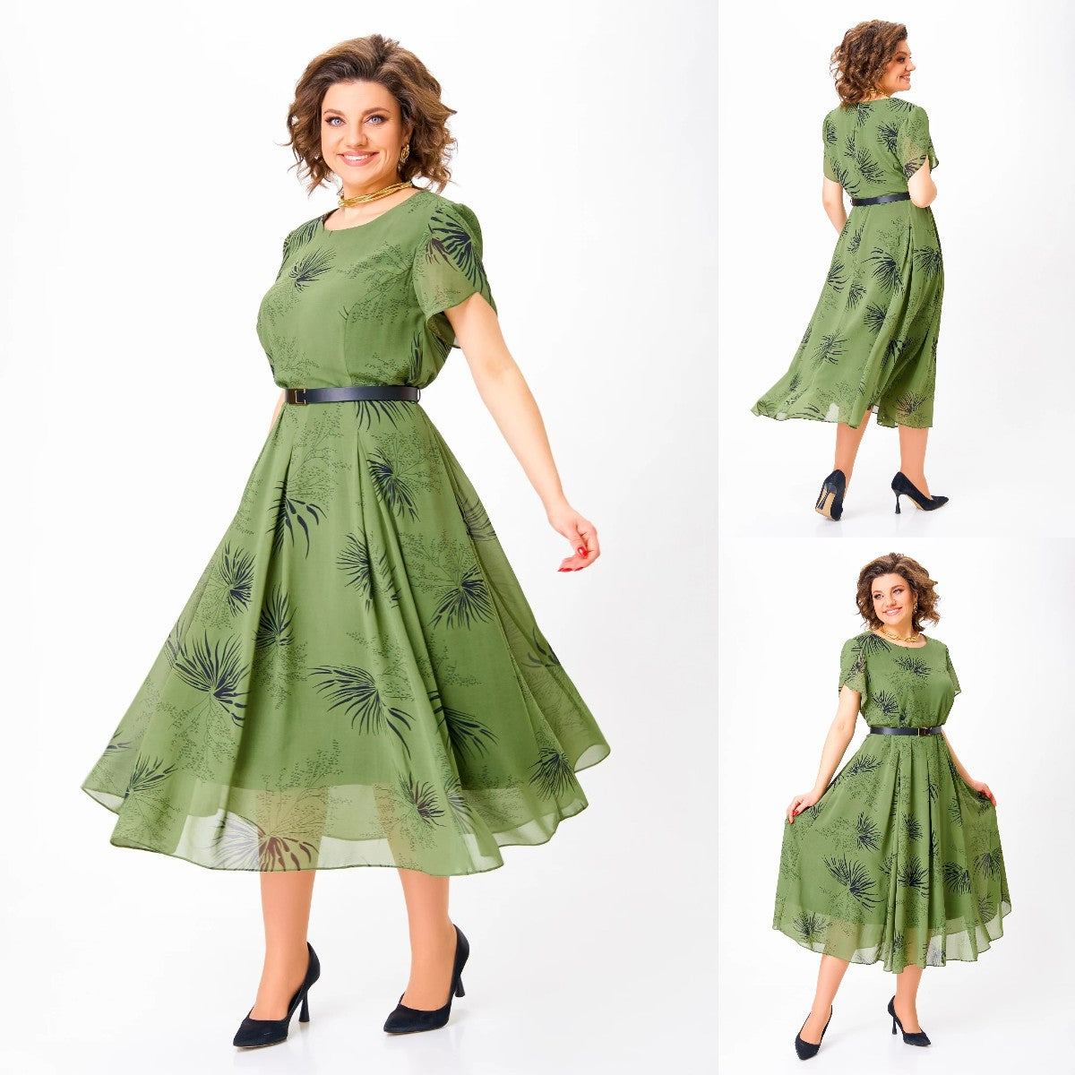 🌸Dámske midi šaty do A s opaskom