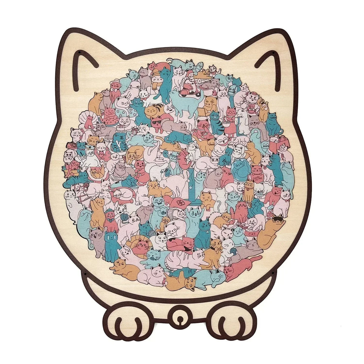 🐱135dielne drevené puzzle v tvare mačky vo farbách Morandiho🎁