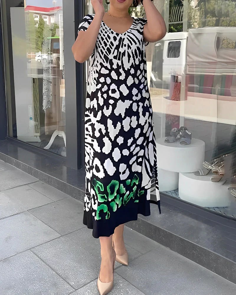 Ležérne tlačené šaty s krátkym rukávom