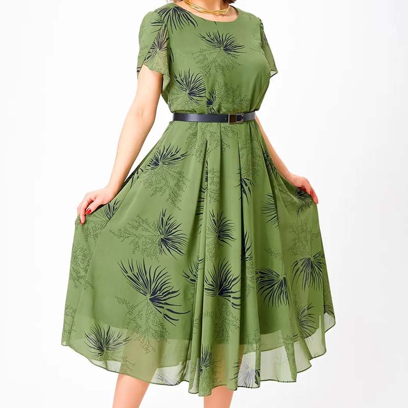 🌸Dámske midi šaty do A s opaskom