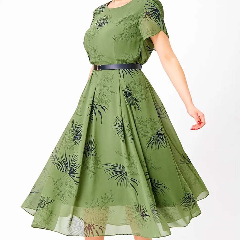 🌸Dámske midi šaty do A s opaskom