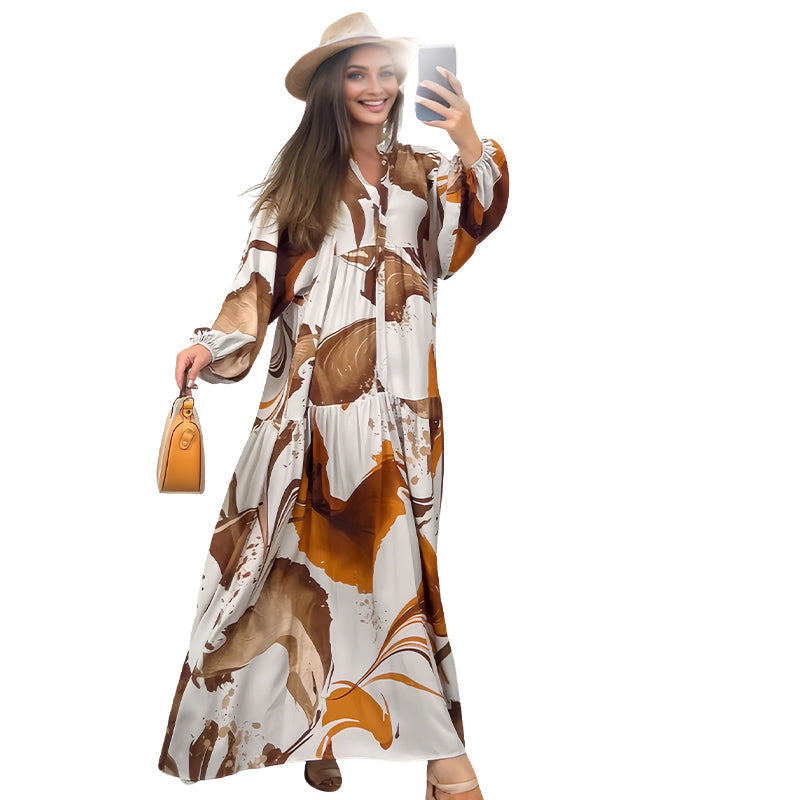 👗 50% ZĽAVA! 🌸 Dámske maxi šaty s kvetinovým vzorom a výstrihom do V – splývavá látka, romantický dizajn a ideálny na leto ☀️