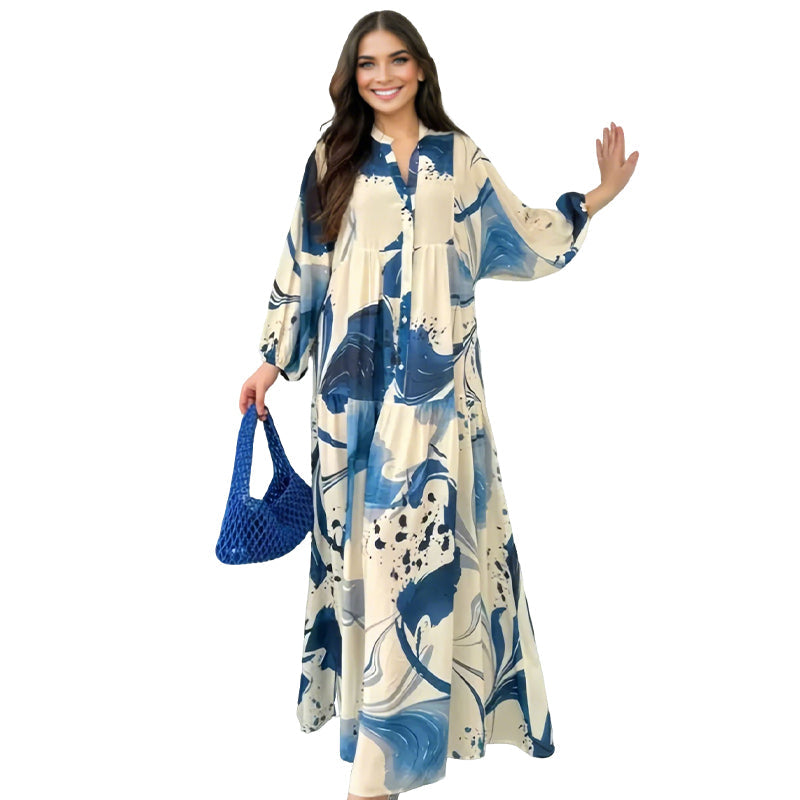 👗 50% ZĽAVA! 🌸 Dámske maxi šaty s kvetinovým vzorom a výstrihom do V – splývavá látka, romantický dizajn a ideálny na leto ☀️