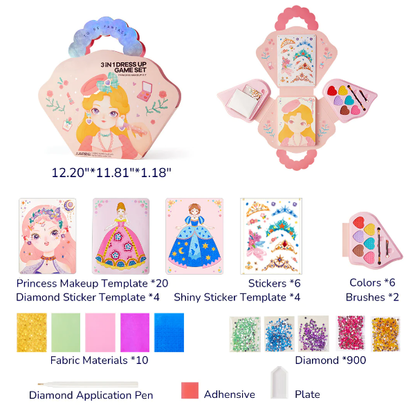 👧Sada na prezliekanie a líčenie fantastickej princeznej 3 v 1