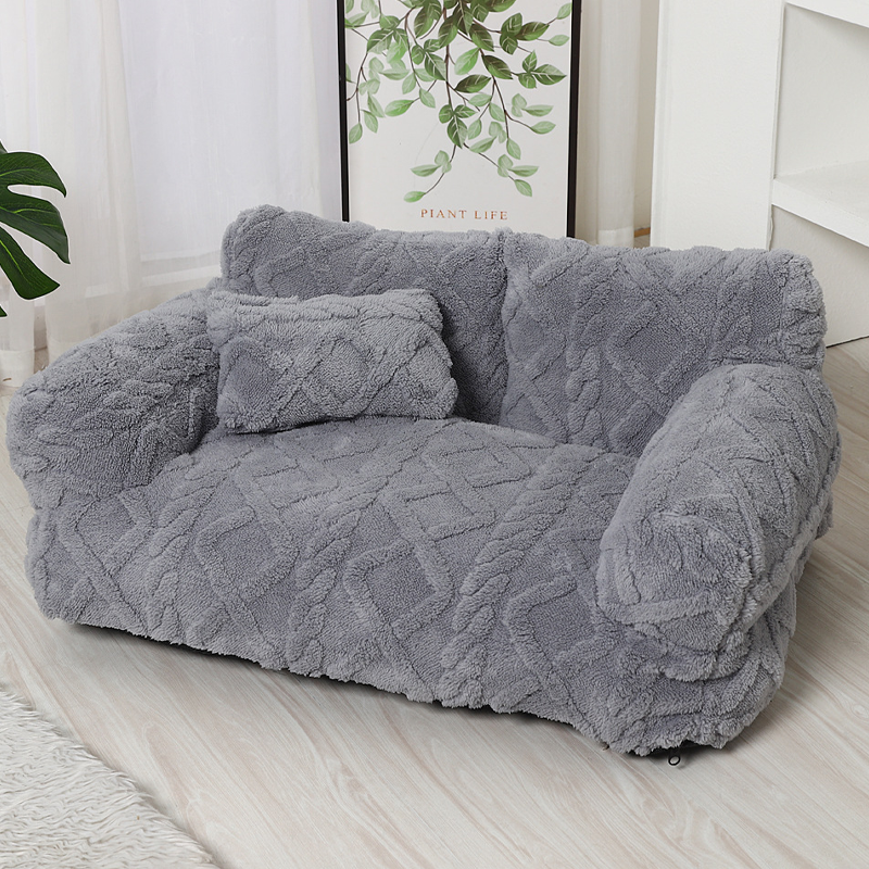 ✨🔥Plyšový upokojujúci pelech pre domácich miláčikov v tvare pohovky s prateľným poťahom 🛋️