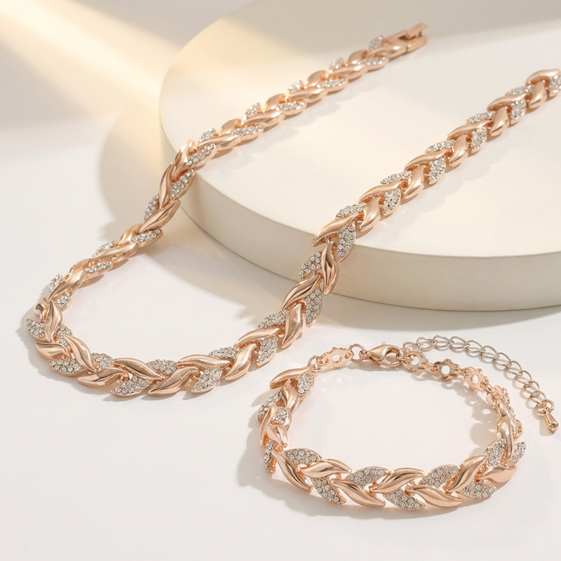 【🎁📿Ružový náhrdelník zadarmo🎁】💝Double Shine | Náhrdelník a náramok s listovými článkami