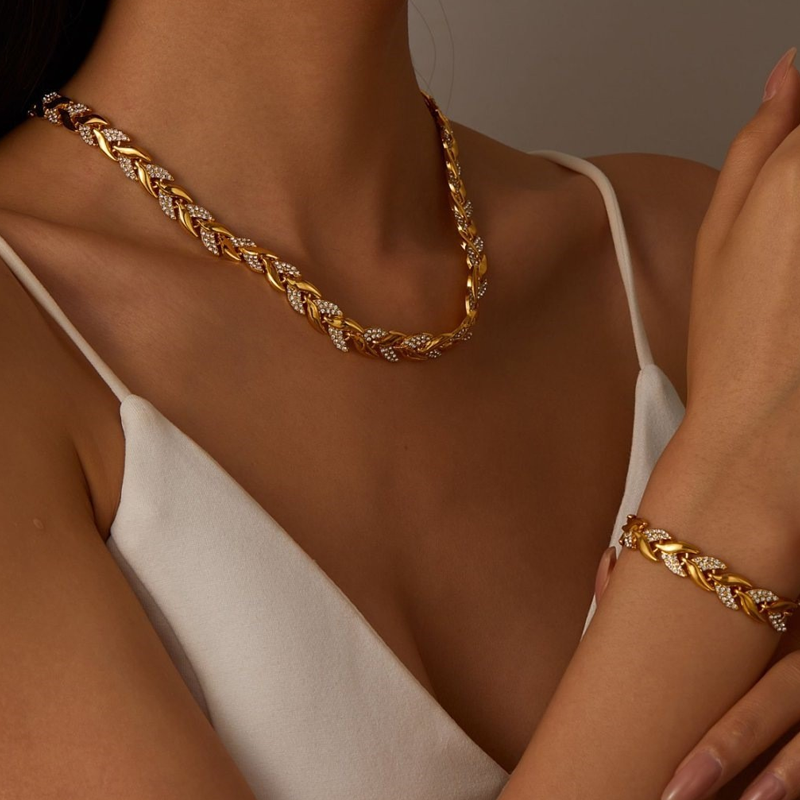 【🎁📿Ružový náhrdelník zadarmo🎁】💝Double Shine | Náhrdelník a náramok s listovými článkami