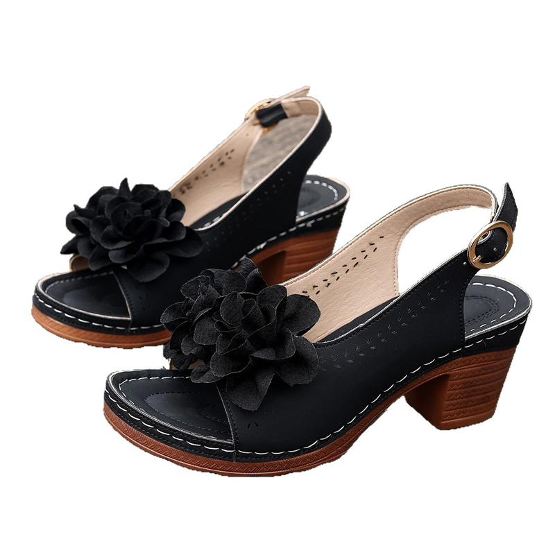 👡 Dámske 3D kvetinové sandále s otvorenou špičkou a blokovým podpätkom – pohodlné, priedušné a elegantné | Ideálne na letné rande, svadby a dovolenky 🌸✨🏖️