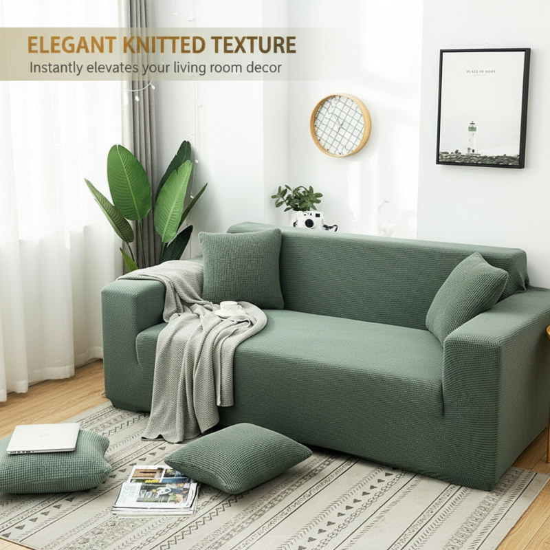 Žakárový pletený elastický poťah na pohovku