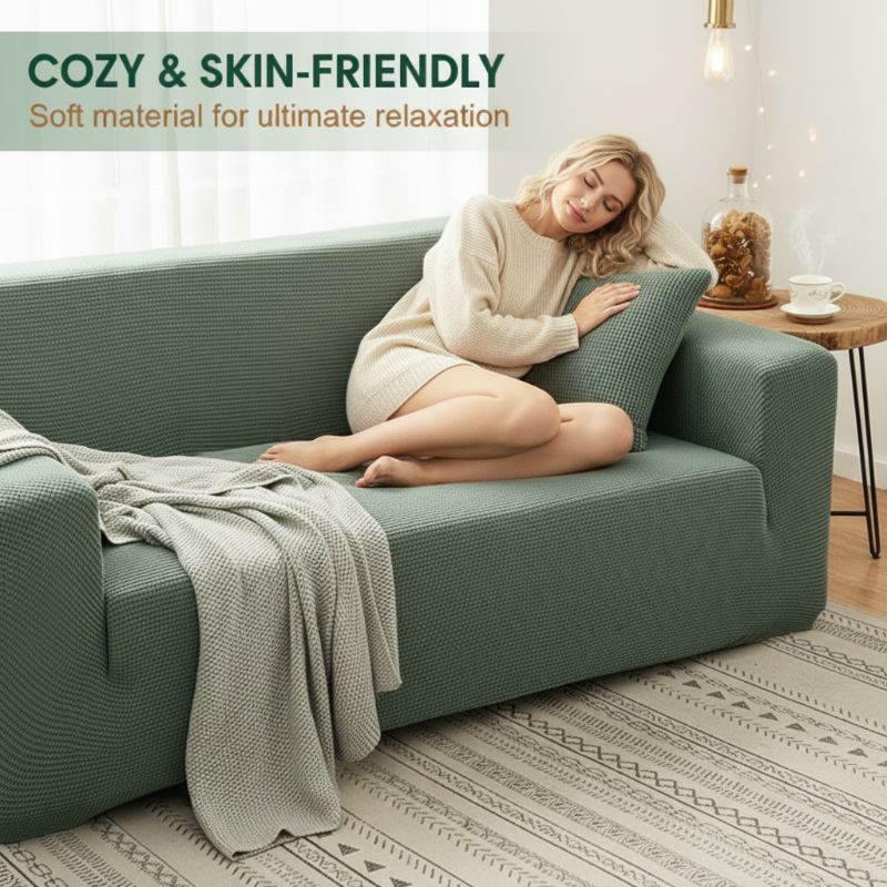 Žakárový pletený elastický poťah na pohovku