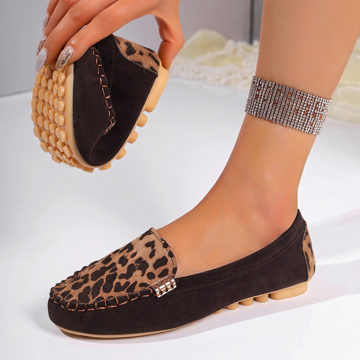 🌸Jarný výpredaj🌸Dámske módne mokasíny s leopardím vzorom a patchworkovým vzorom