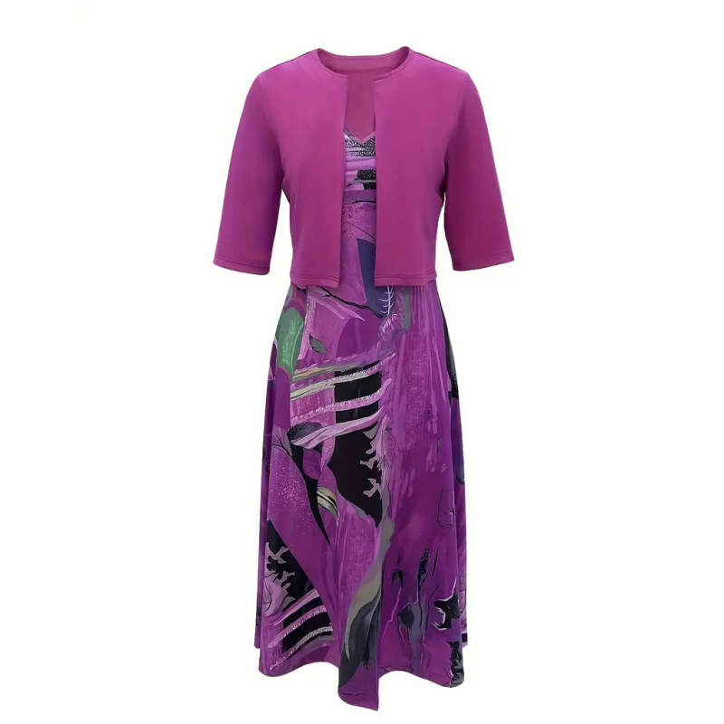 🔥Časovo obmedzená ponuka: 50% zľava💎👗Dvojdielna dámska súprava – krátky kardigan a bezrukávové šaty, elegantné a rafinované😍
