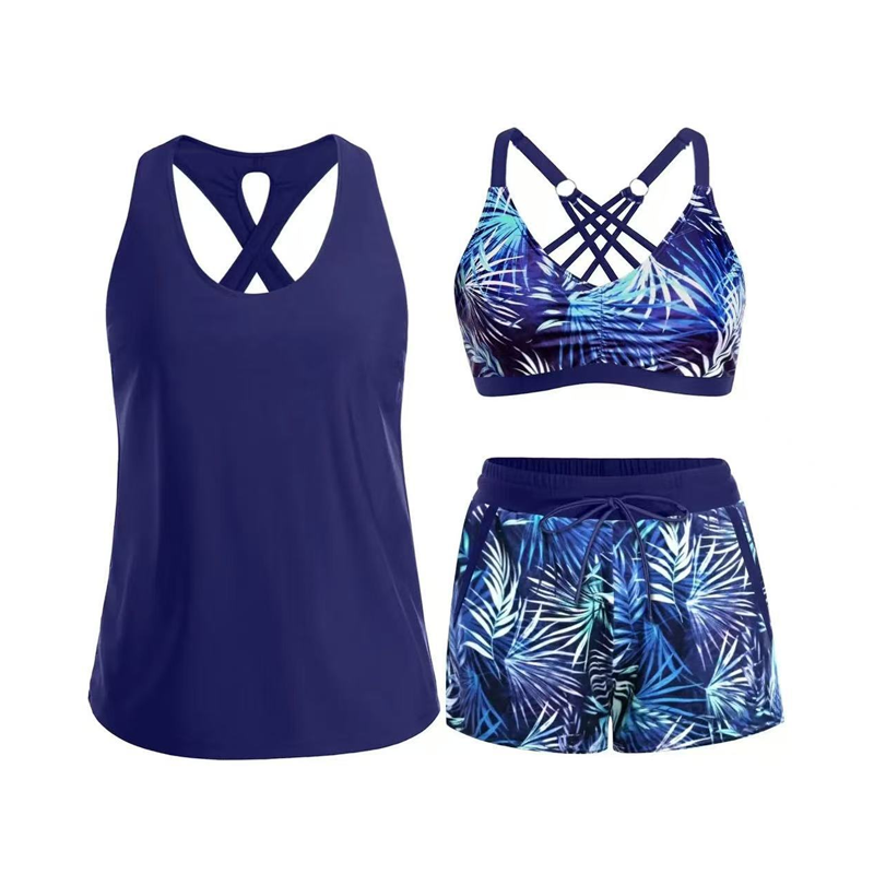 🔥✨ PRODANIH V NAD 50.000 IZVODIH! 🎁Ženski tridelni komplet kopalk tankini s kratkimi hlačami