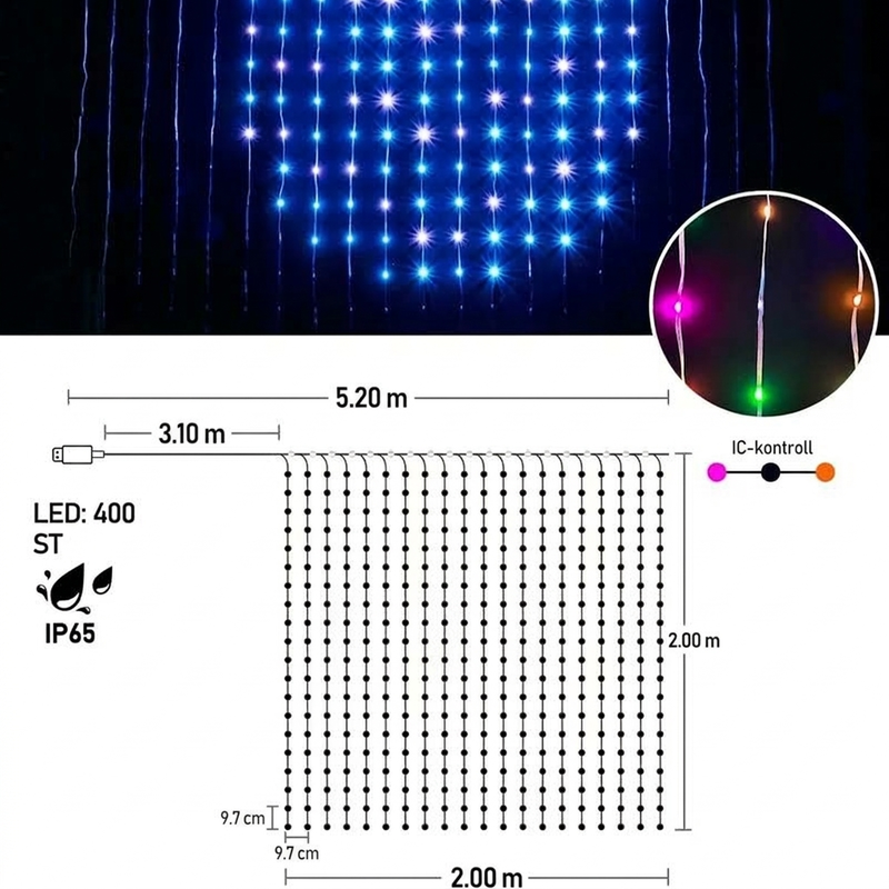 🎄 LED záclonová girlanda – vodeodolná, do interiéru aj exteriéru ✨